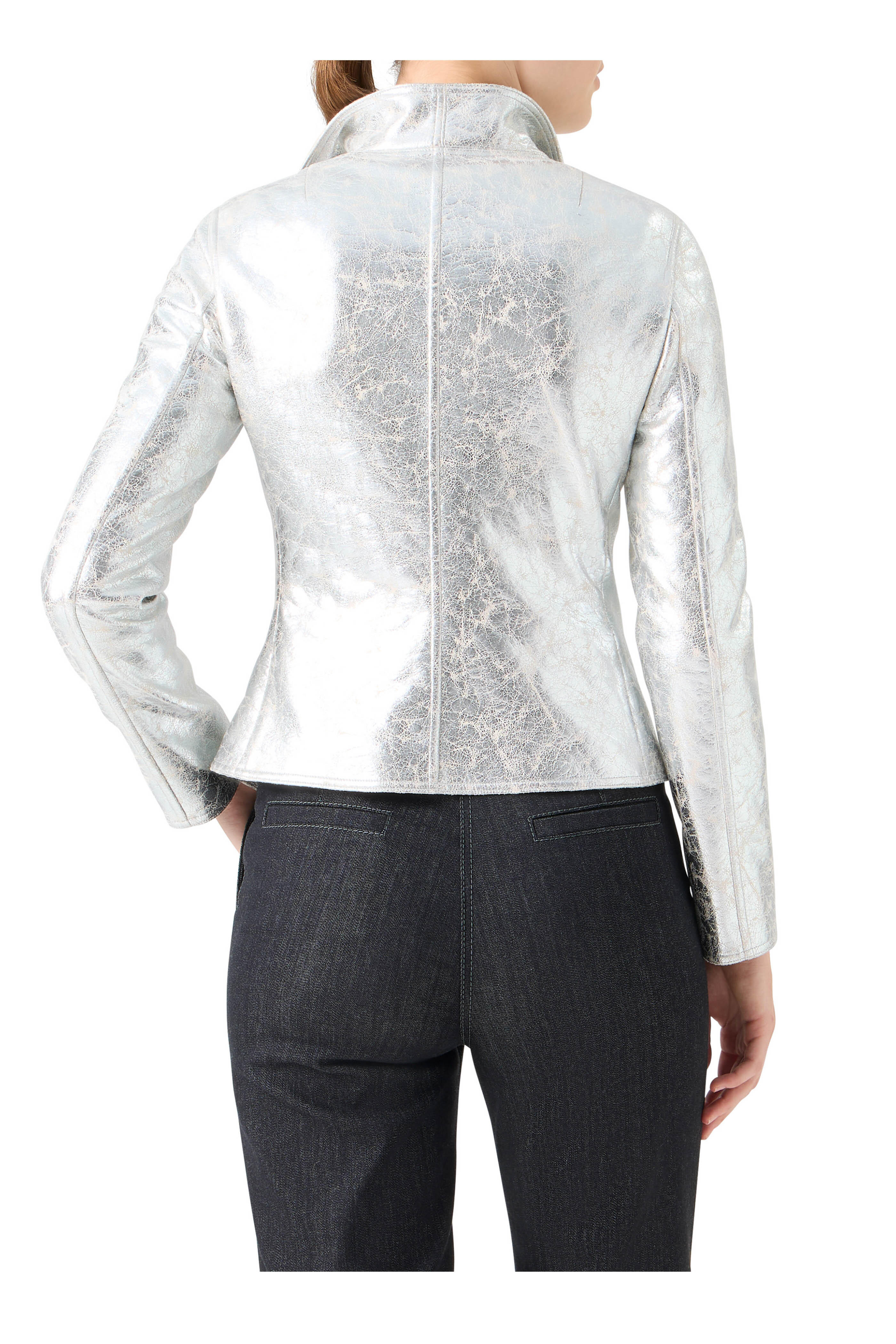 Akris Punto - Aluminum Metallic Moto Jacket