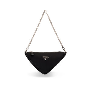 Prada Re-Nylon Triangle Logo-Plaque Shoulder Bag - Black for Women