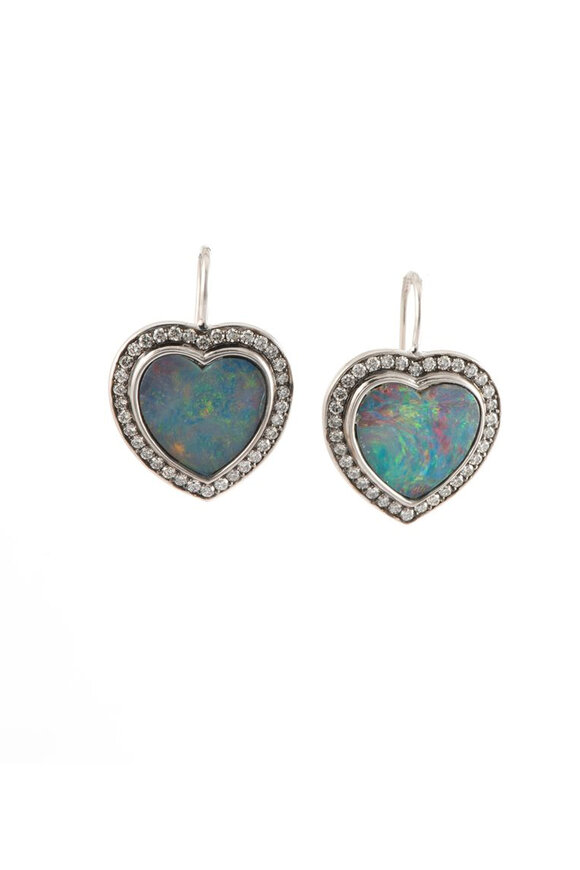 Sylva & Cie Opal Heart Earrings