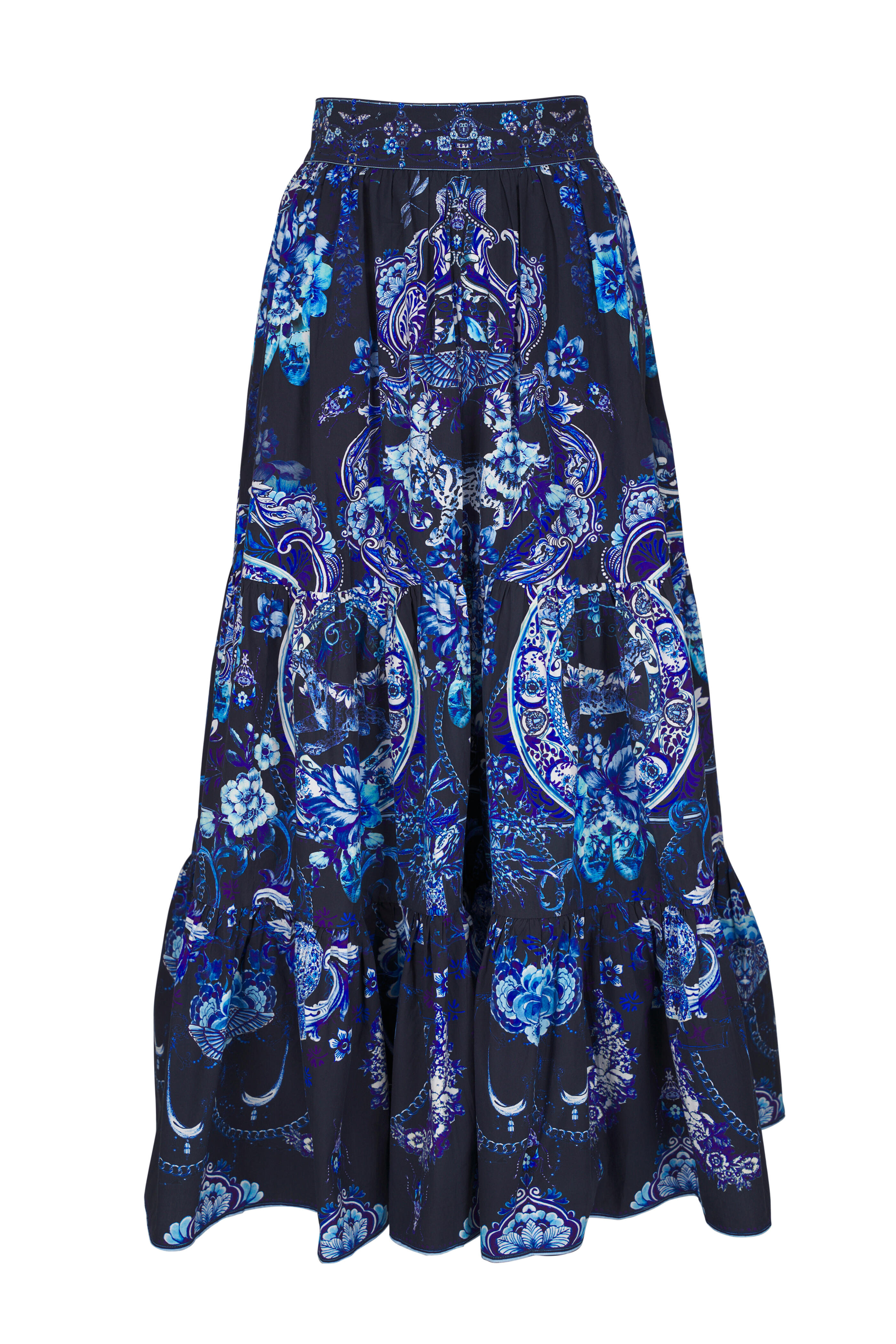 Camilla - Delft Dynasty High Waisted Cotton Skirt