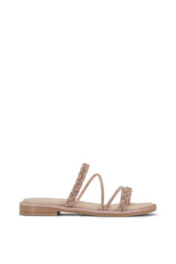 Ron White - Vivianna Rose Gold Sparkle Leather Flat Sandal