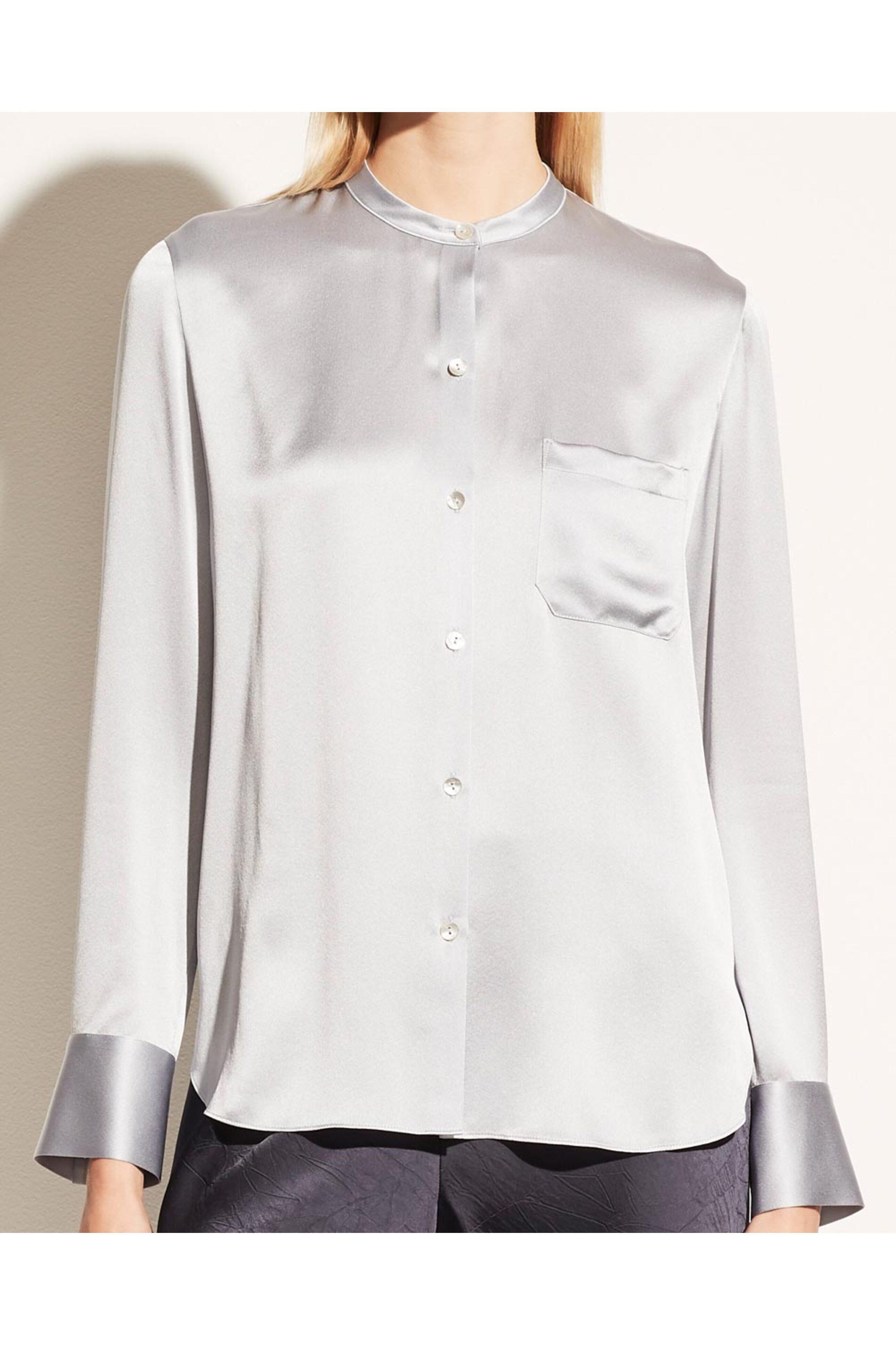 Vince - French Lilac Banded Collar Button Up Shirt
