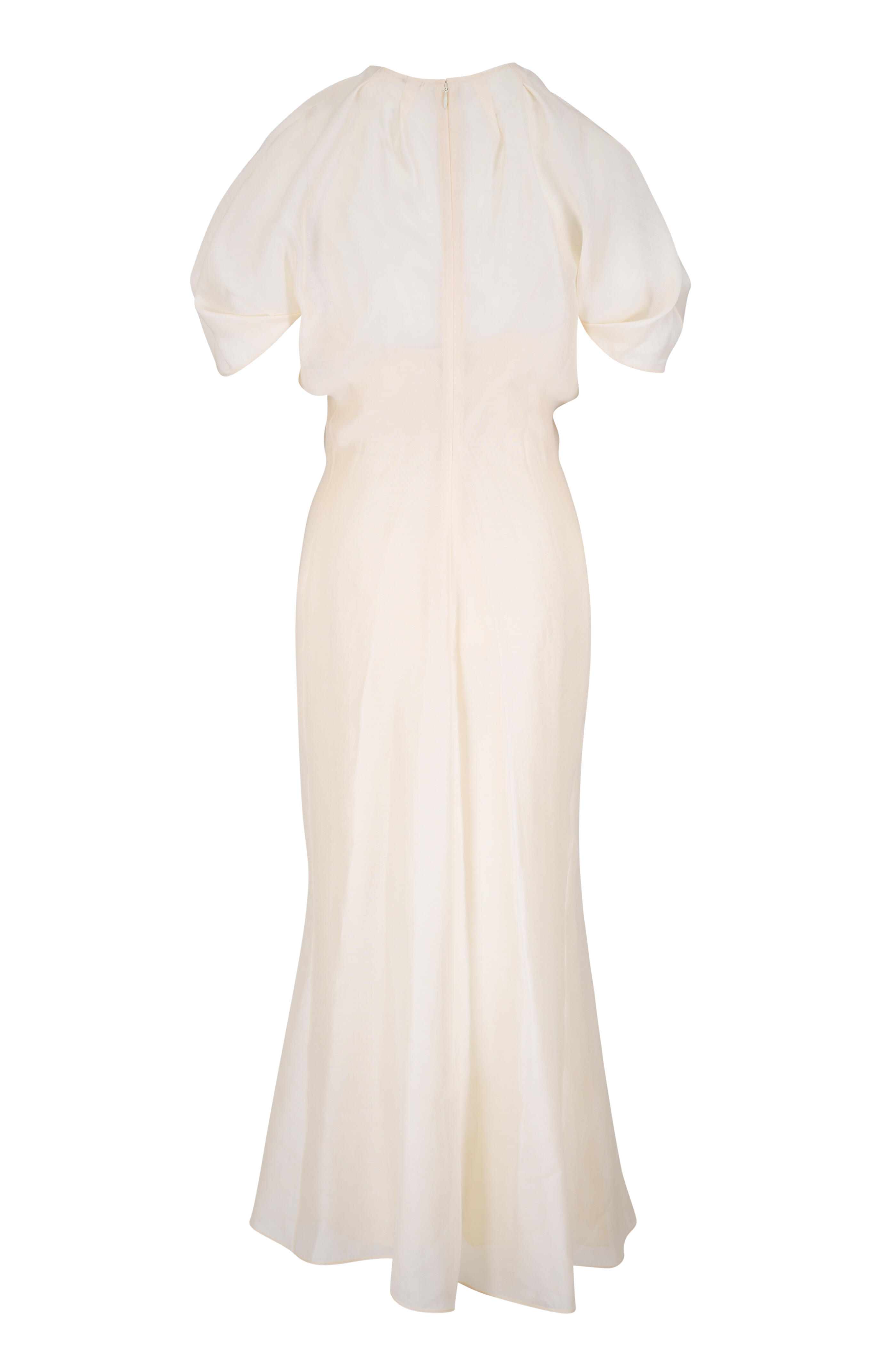 Khaite - Ria Ivory Light Veil Ruffle Midi Dress - view 2