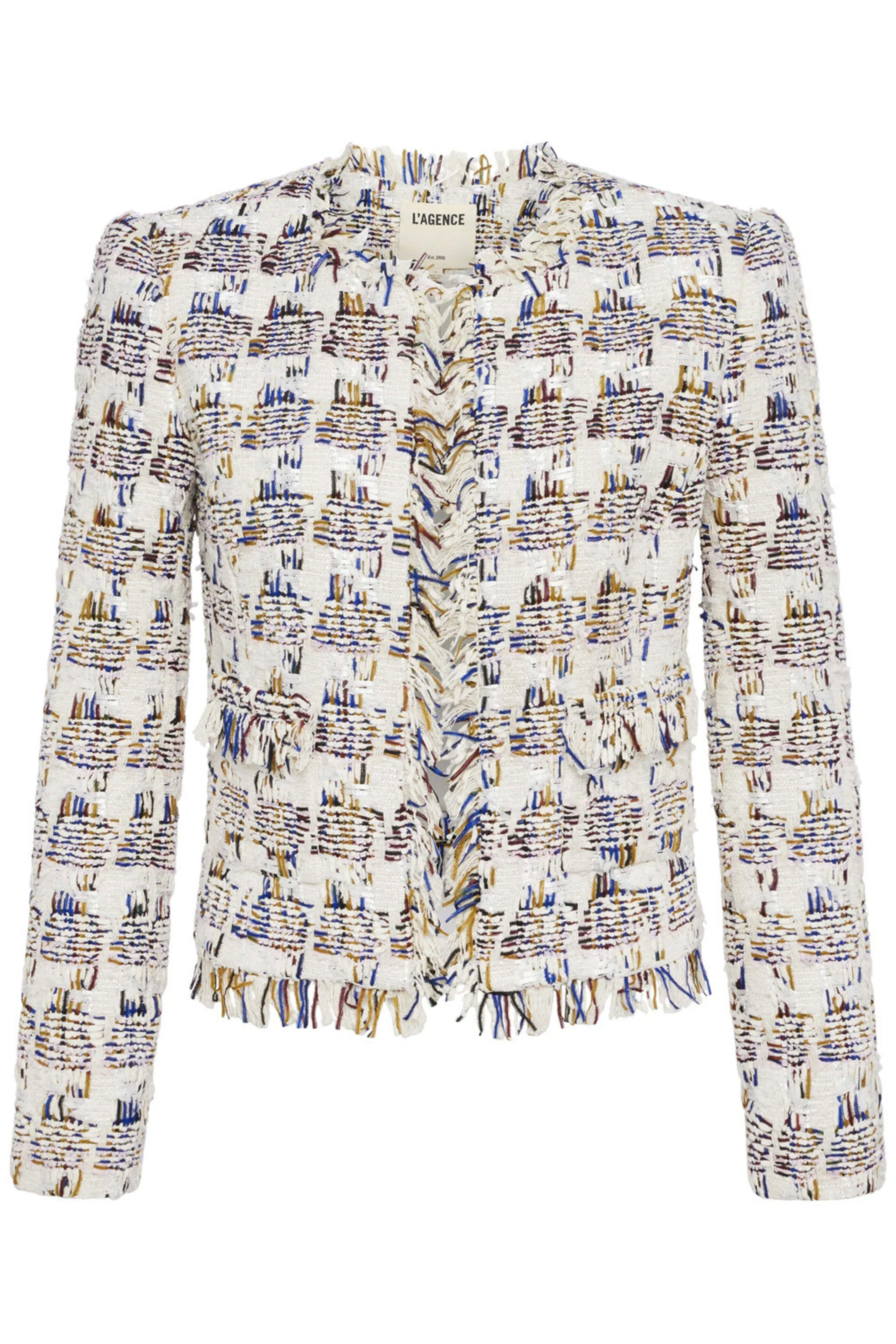 L'Agence - Ivory Plaid Tweed Angelina Jacket