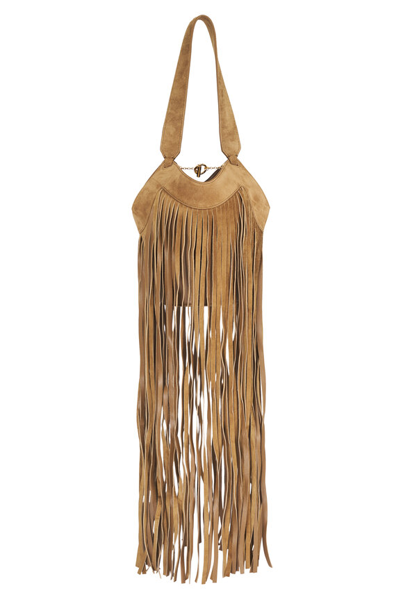 Khaite Nano Lotus Mud Suede Fringe Tote - view 1
