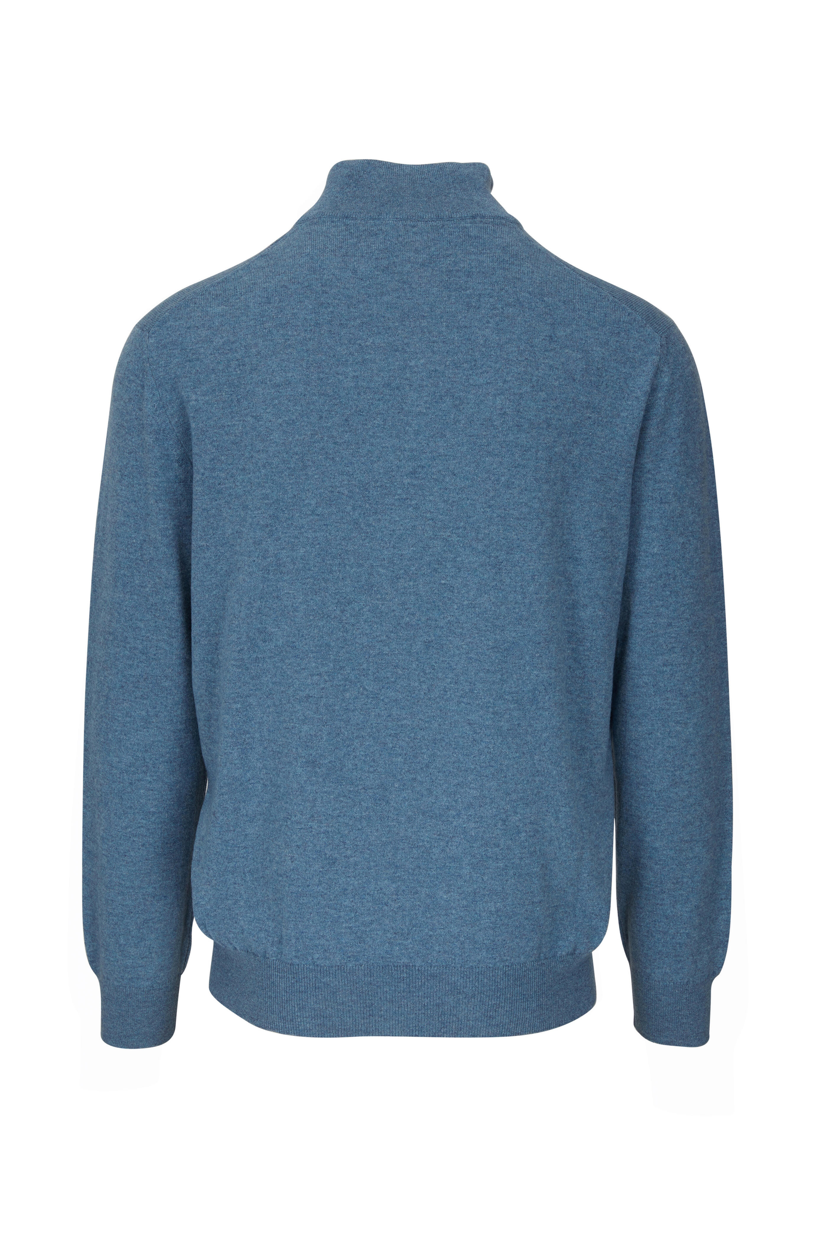 Zegna - Light Blue Cashmere Quarter Zip Pullover