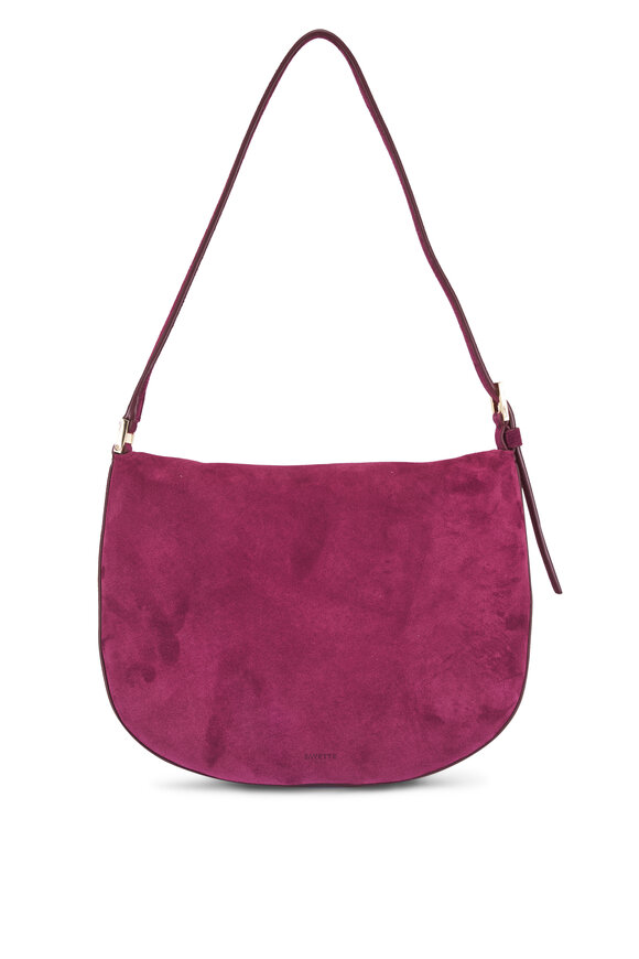 Savette Small Tondo Plum Suede Hobo - view 2