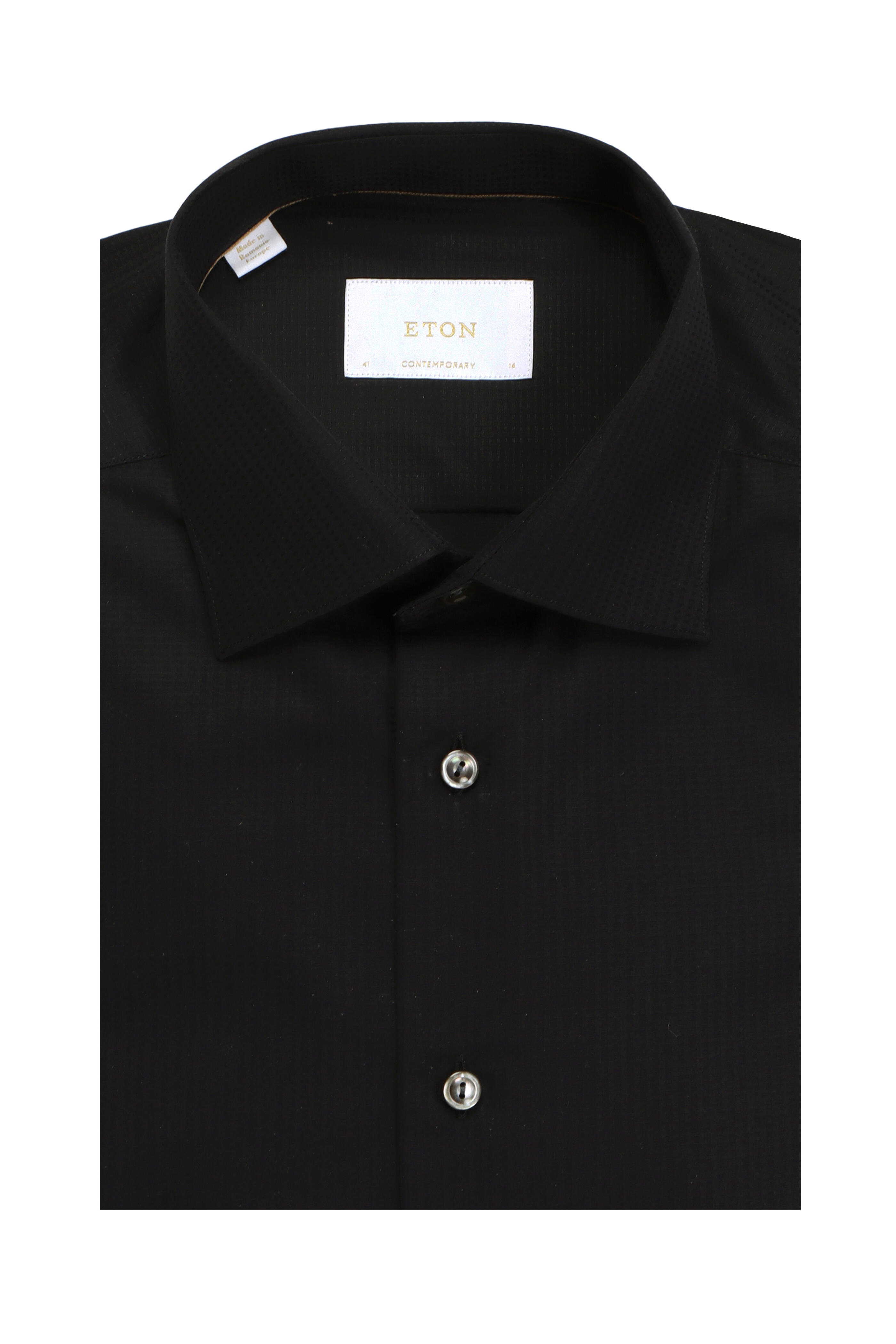Eton - Black Solid Cotton Dress Shirt
