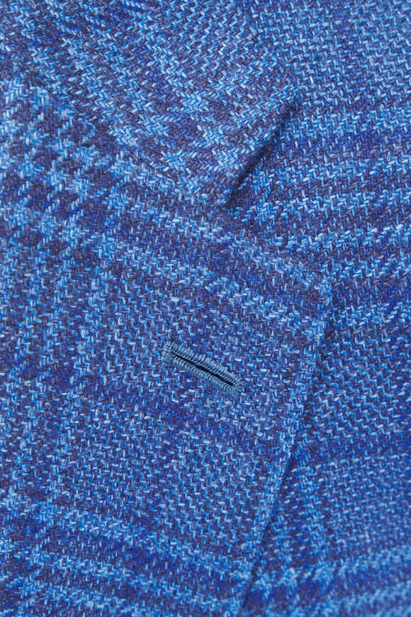 Kiton Navy Plaid Wool, Cashmere, Silk & Linen Sportcoat - view 5