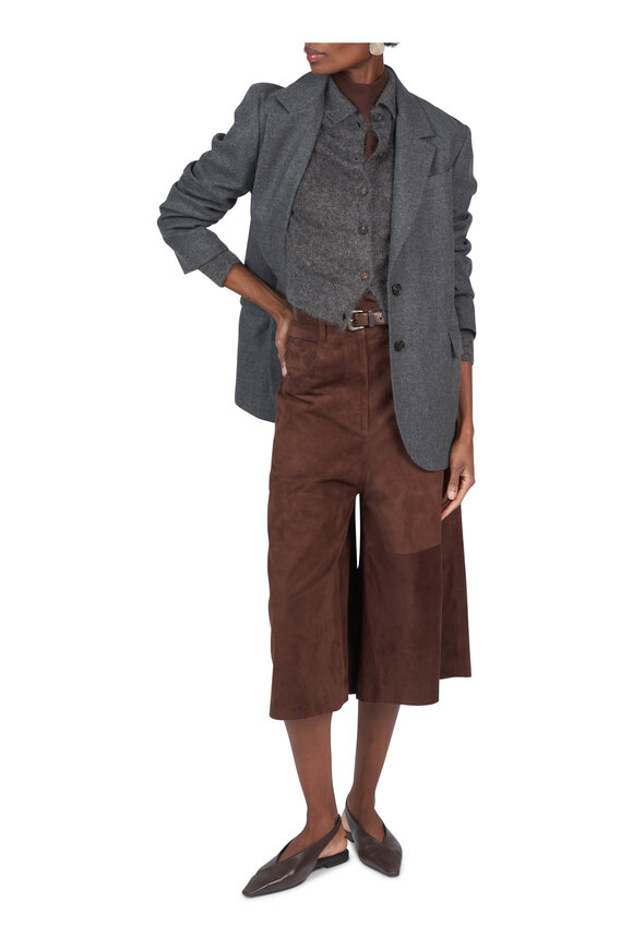 Brunello Cucinelli Chocolate Cashmere & Silk Mock Neck Sweater - view 2
