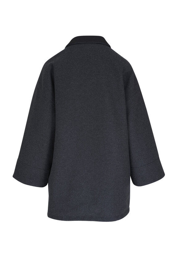 Agnona - Reversible Black Nylon, Cashmere & Wool Cape