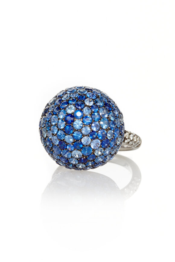 Nam Cho 18k White Gold Sapphire & Diamond Cocktail Ring