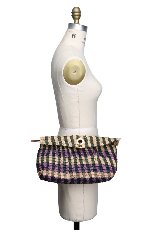 Veronica Beard Purple Multi Raffia Anchor Clutch - view 5