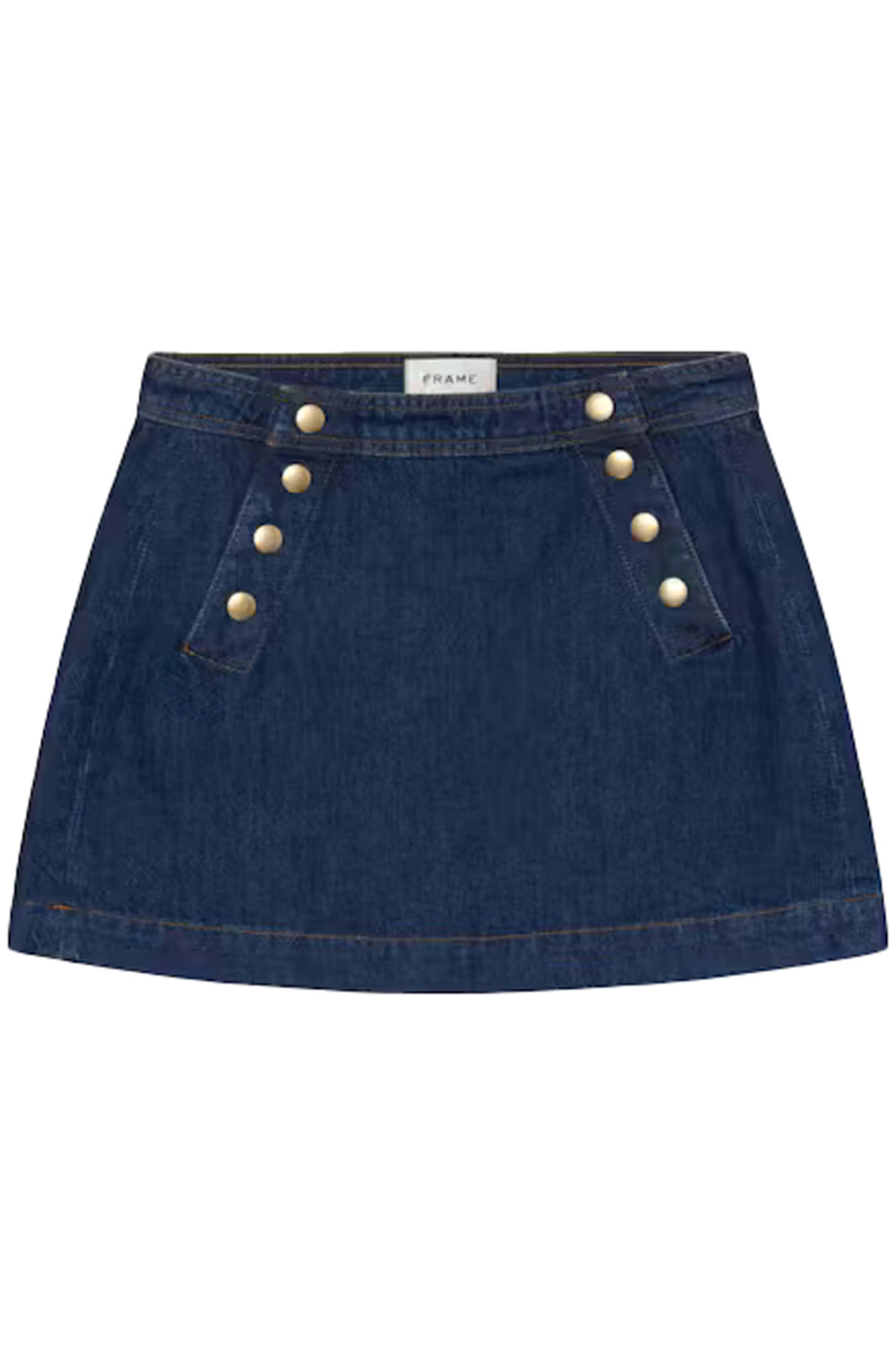 Frame - Sailor Snap Denim Skirt in Celestine