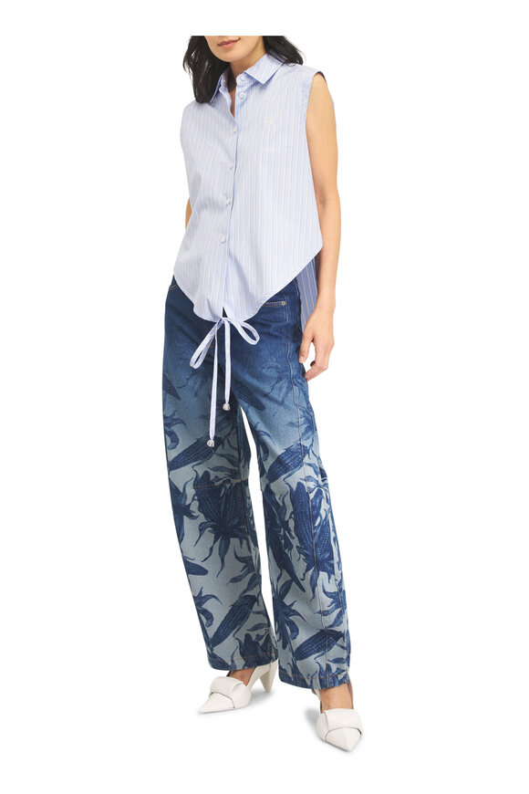 Loewe Dark Navy Denim Corncob Print Barrel Leg Jean - view 2