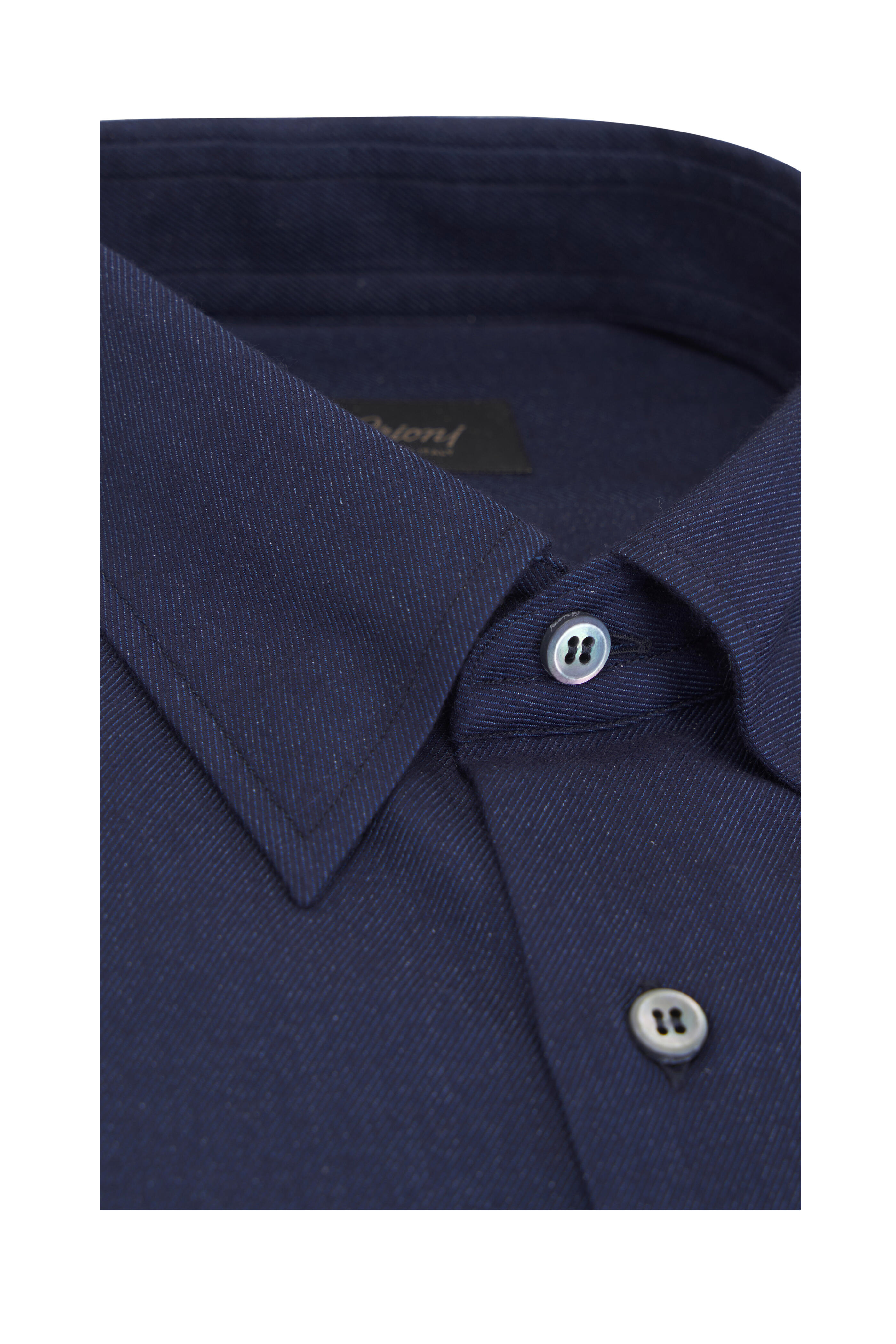 Brioni - Sapphire Blue Cotton & Cashmere Sport Shirt