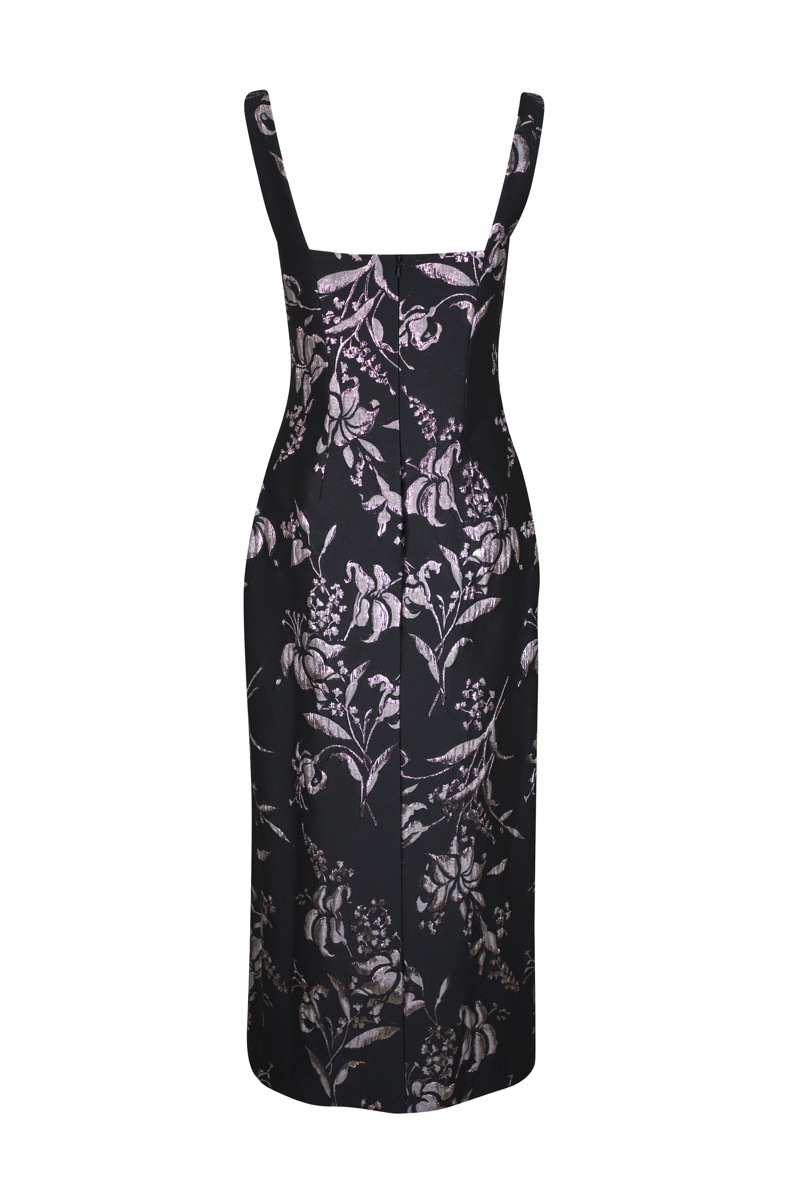 Lela Rose - Cascade Black & Silver Midi Dress