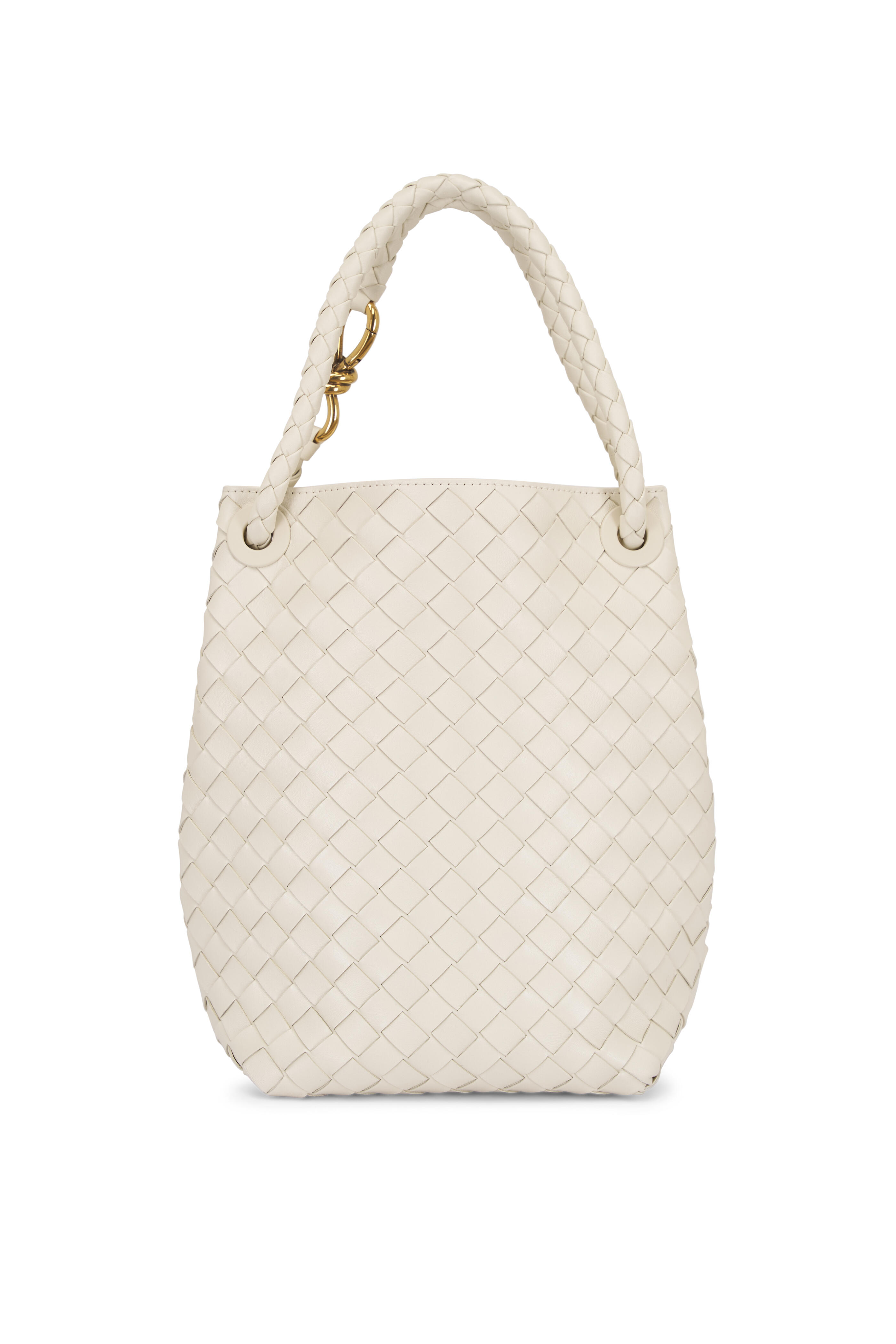 Bottega Veneta - Small Andiamo Sea Salt Woven Leather Bucket Bag