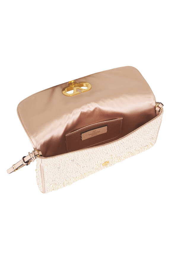Valentino Garavani Cream Sparkling Pearls Shoulder Bag - view 7
