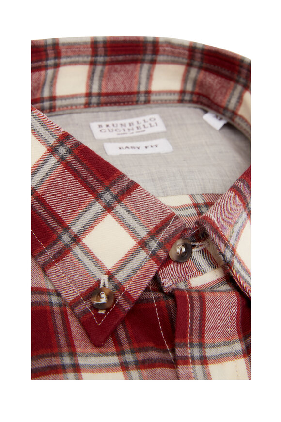 Brunello Cucinelli - Red & White Large Check Sport Short