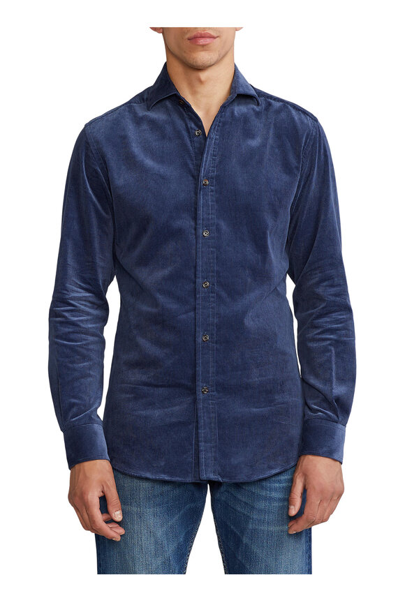 Ralph Lauren Purple Label - Blue Fine-Wale Corduroy Shirt