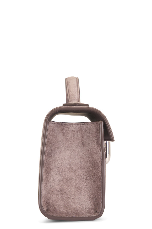 Savette Symmetry Pochette Gray Suede Top Handle Bag - view 4