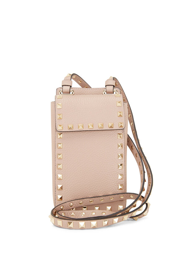 Valentino Garavani - Poudre Leather Rockstud Smart Phone Crossbody