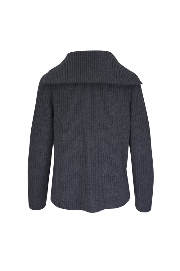 Lafayette 148 New York Graphite Mixed Stitch Collared Cardigan - view 3