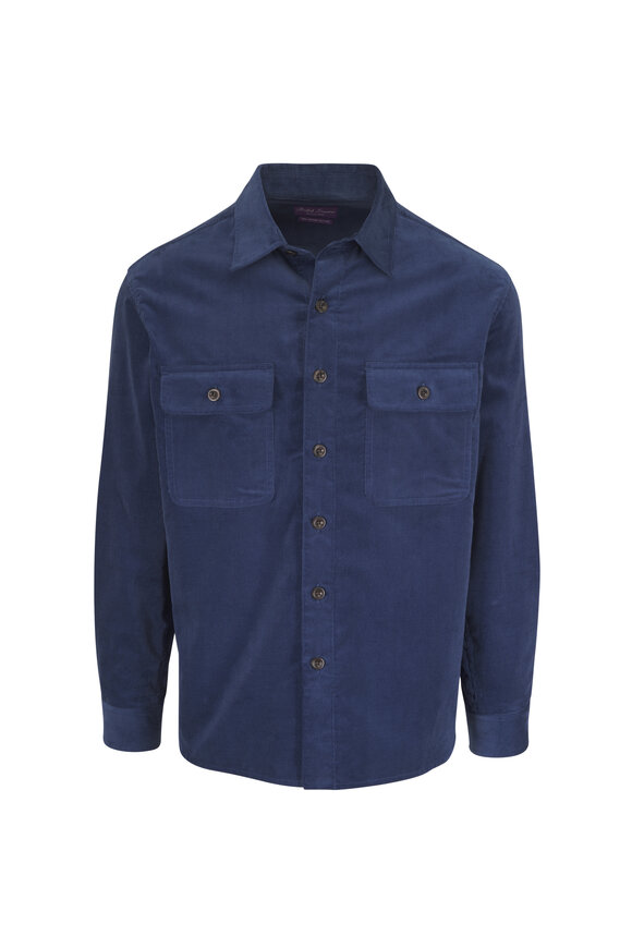 Ralph Lauren Purple Label Steel Blue Fine Wale Corduroy Shirt - view 1