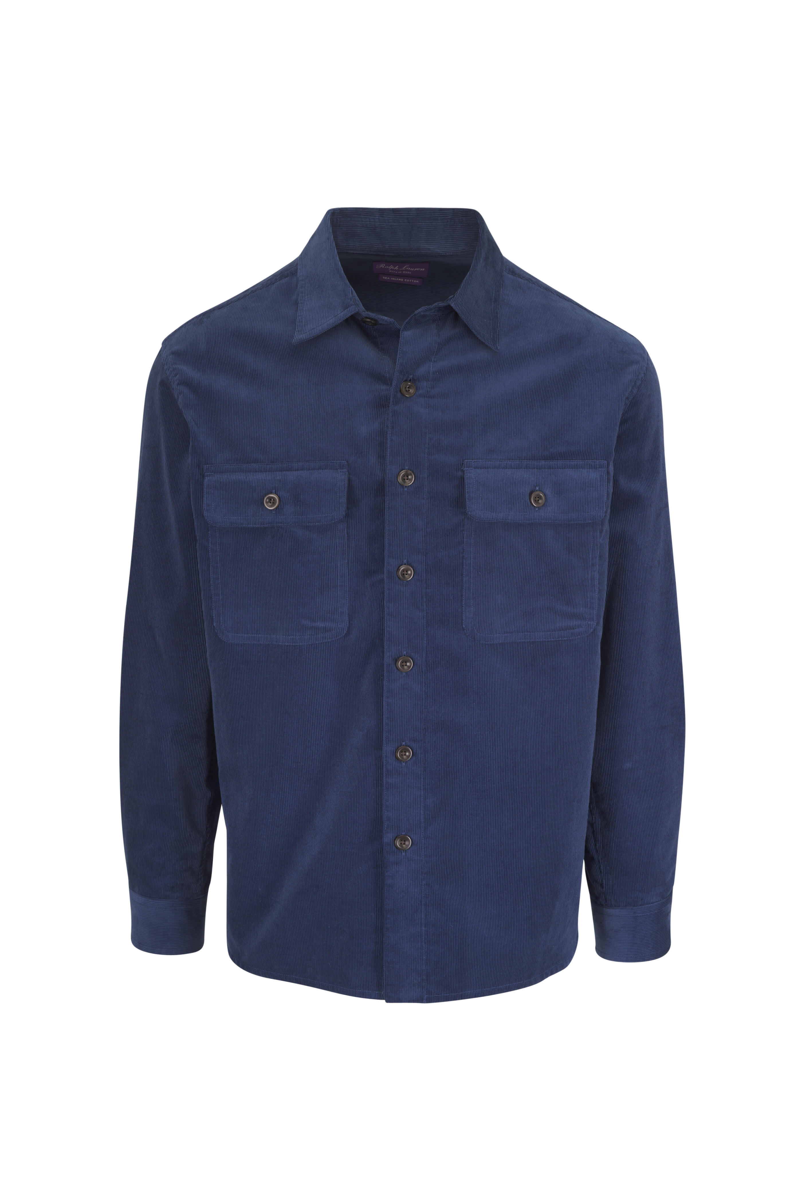 Ralph Lauren Purple Label - Steel Blue Fine Wale Corduroy Shirt - view 1