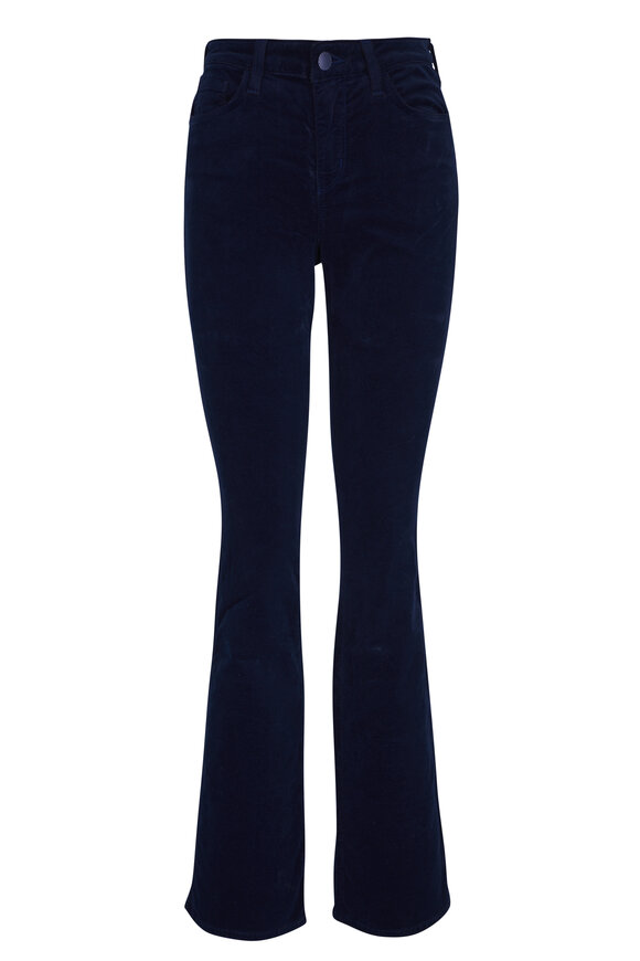 L'Agence - Stevie Dark Navy Velvet Straight Leg Jean