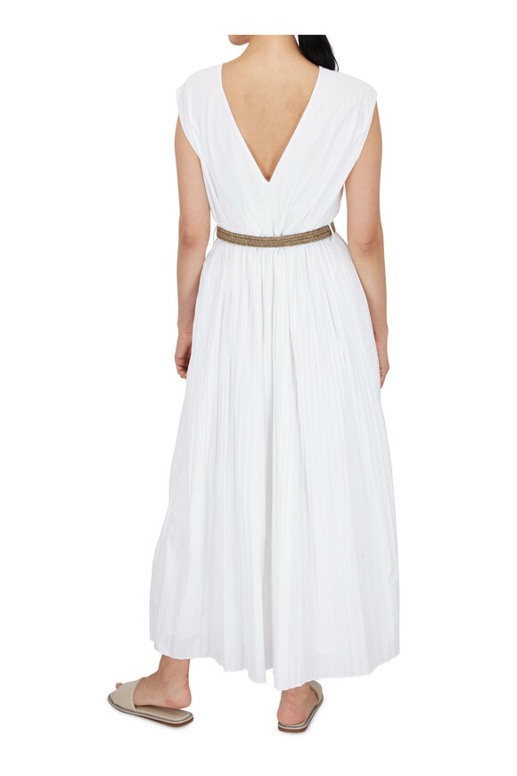 Brunello Cucinelli - White Poplin Belted Midi Dress