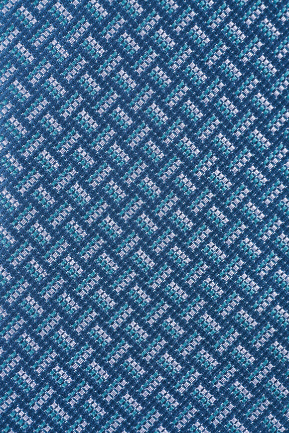 Brioni Blue Woven Silk Necktie - view 2