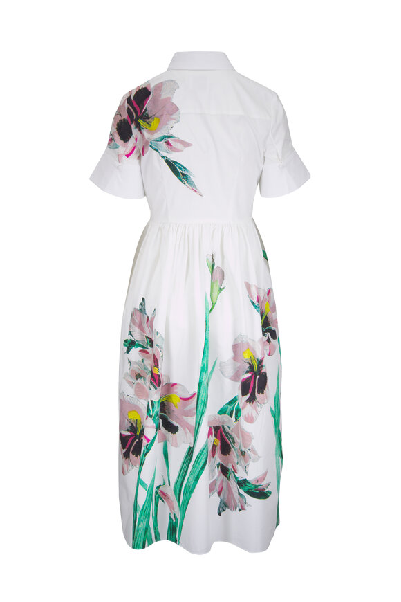 Erdem White Multi Floral Cotton Midi Dress - view 3