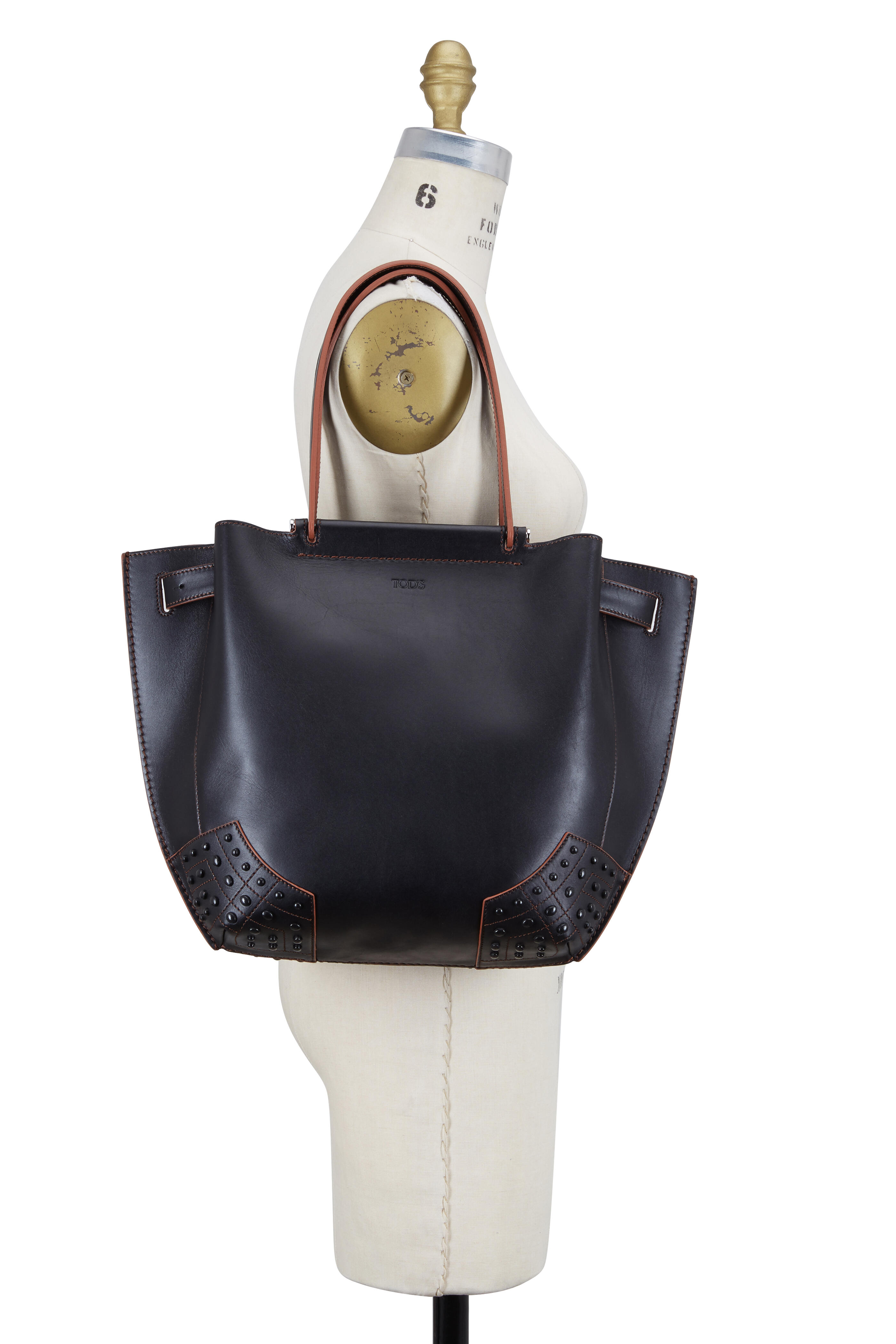Tod's - Wave Black Leather Small Tote | Mitchell Stores