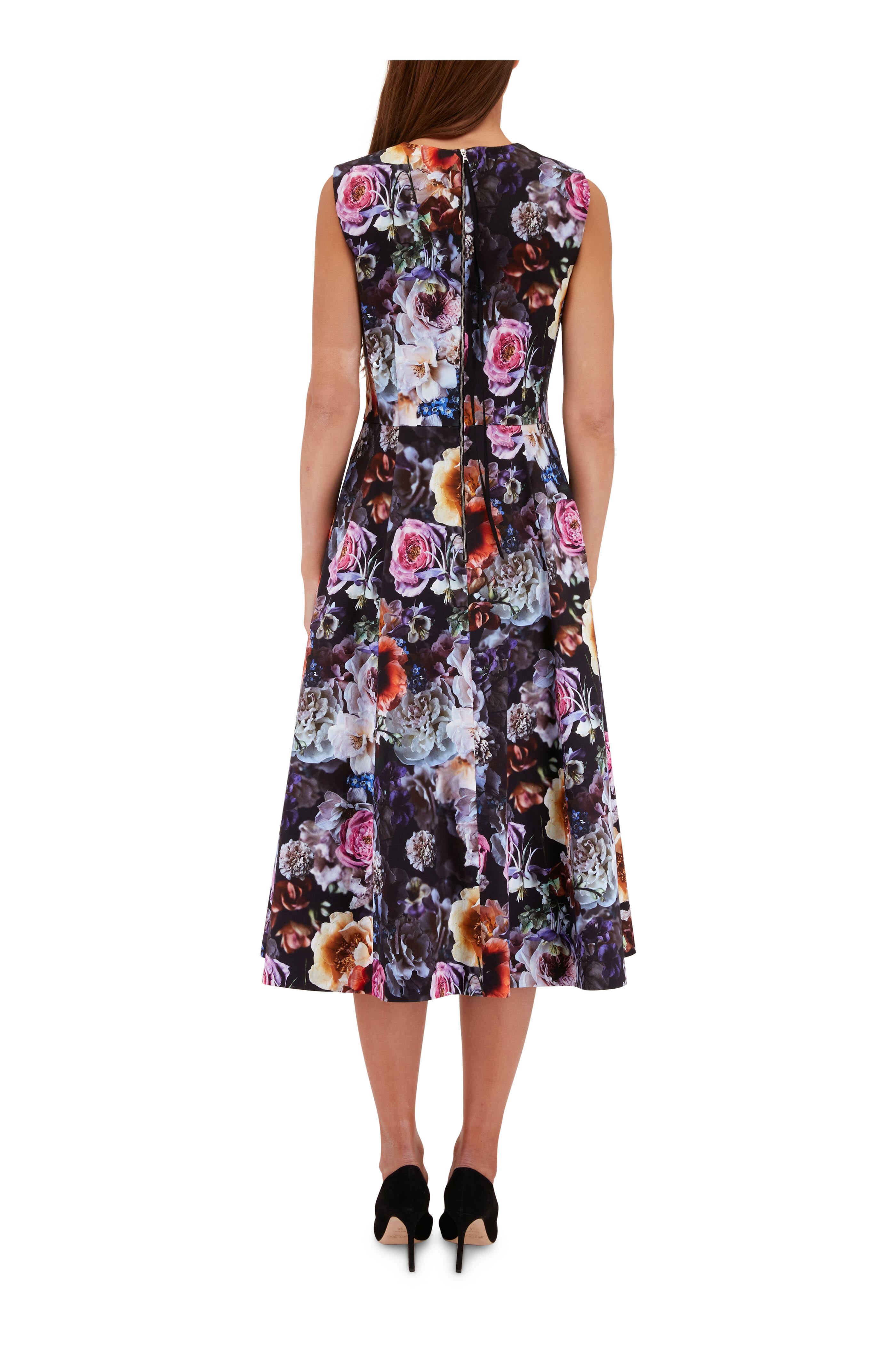 black floral fitted dress Black Floral Abbey Midi Dress main image 0