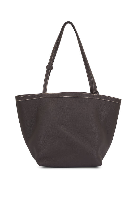 The Row Park Three Stitch Dark Brown & Ecru Leather Tote - view 2
