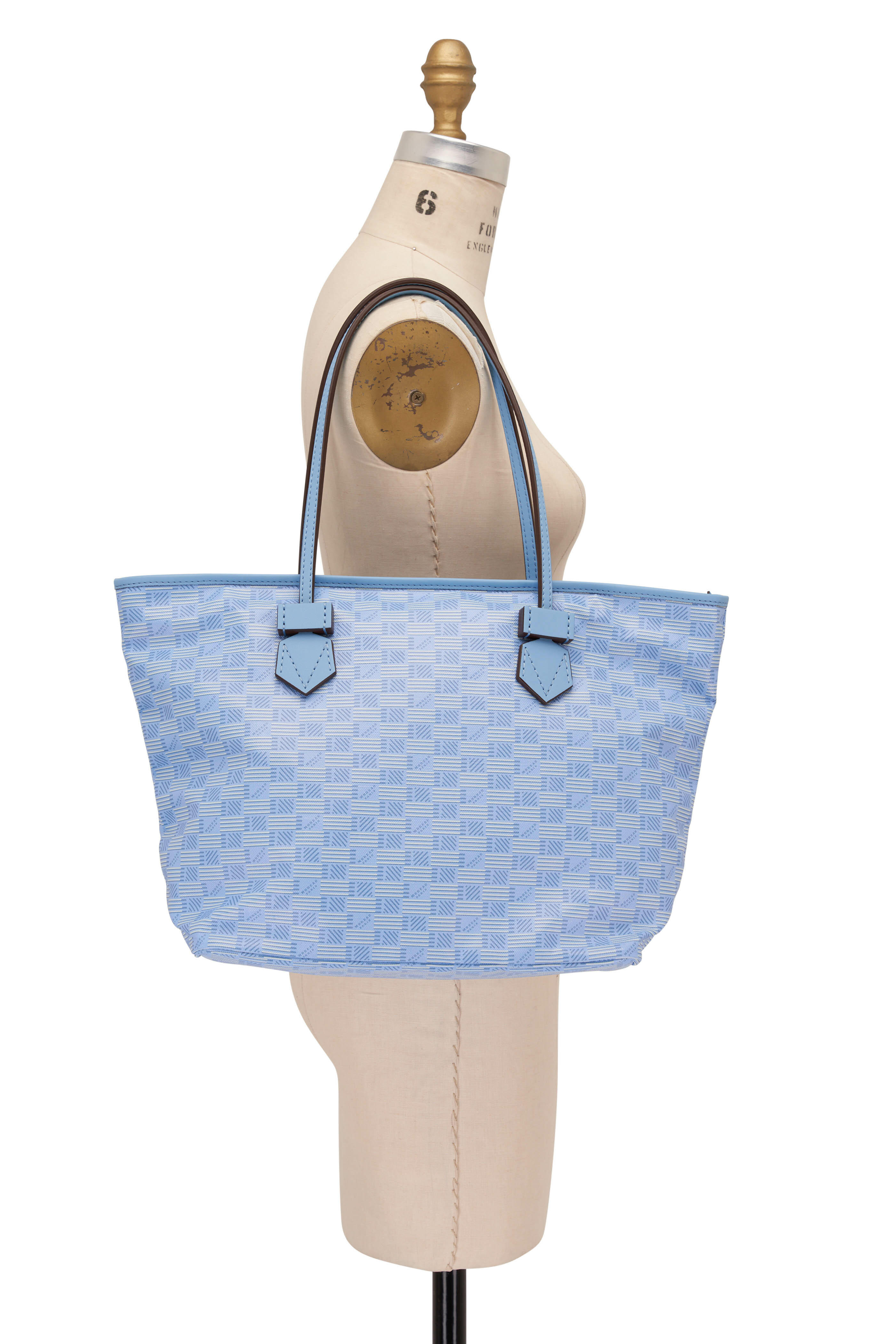Moreau Paris - Medium Saint Tropez Light Blue Monogram Zip Tote