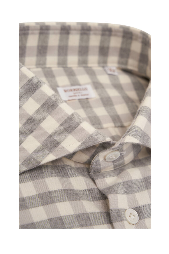 Borriello - Gray Cotton & Cashmere Flannel Sport Shirt 