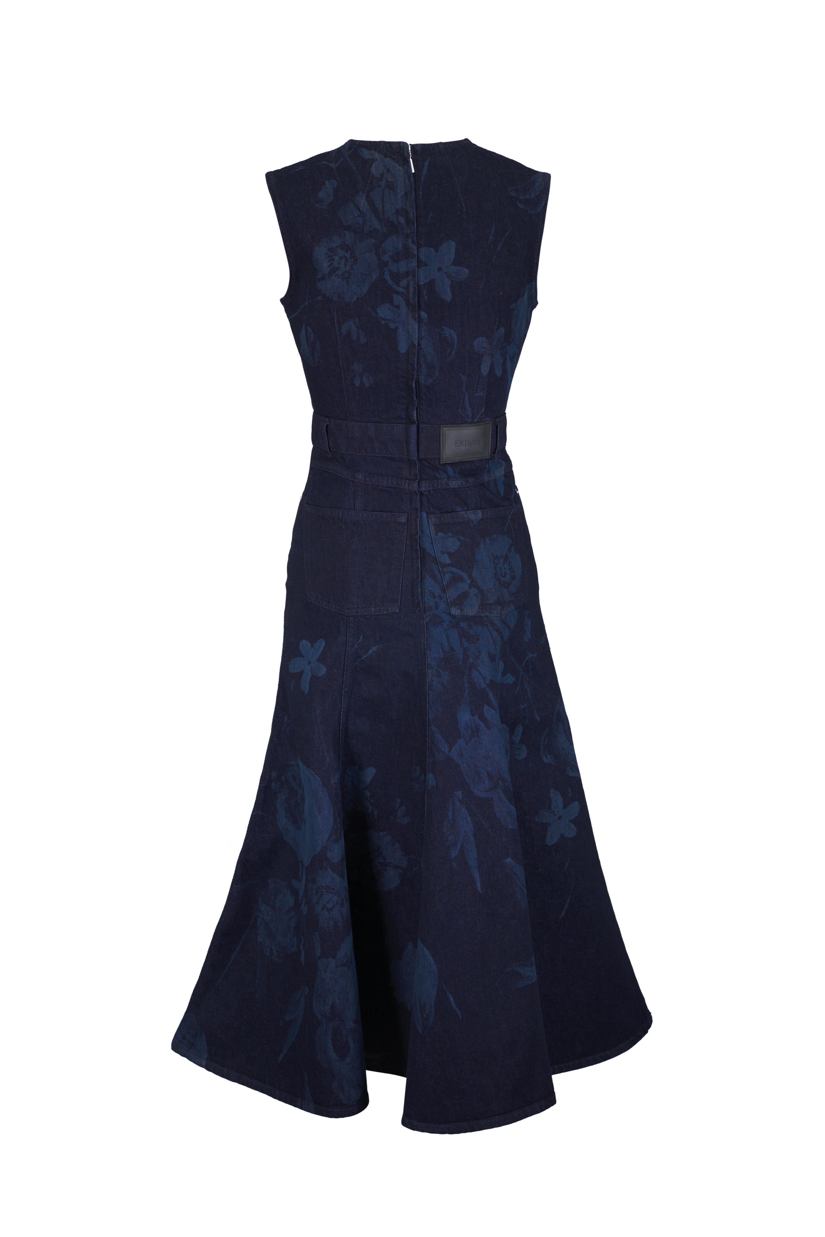 Erdem - Floral Denim Fluted Midi Dress