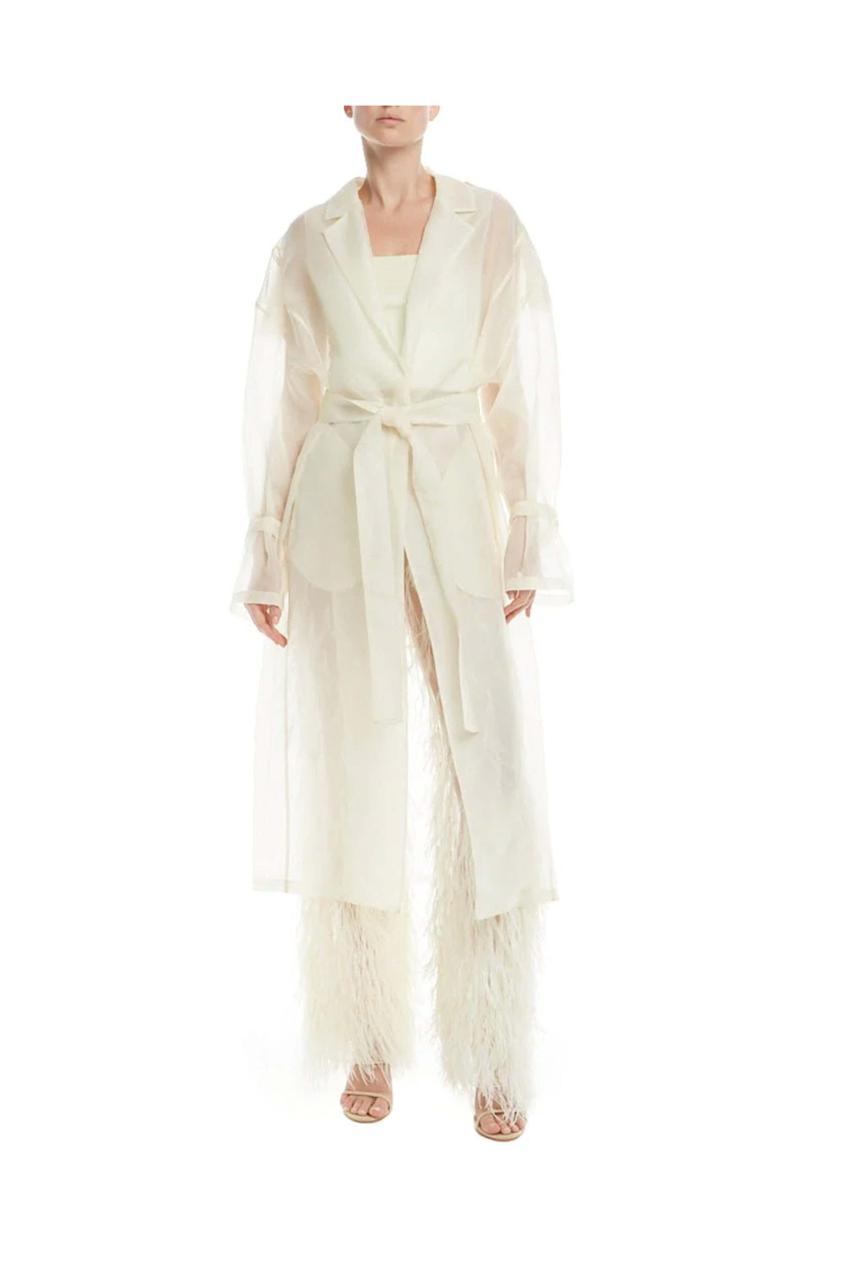 LaPointe - Cream Organza Trench Coat