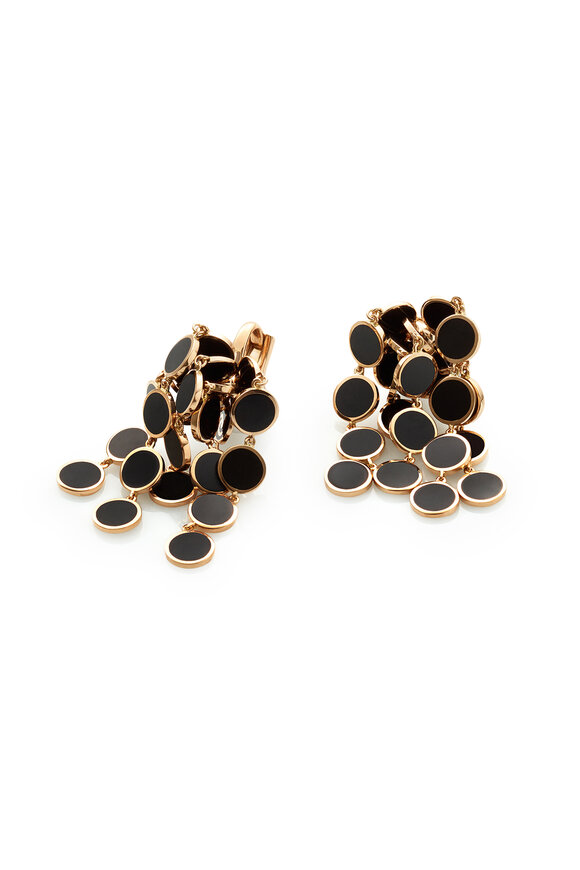 Chantecler 18k Rose Gold Black Enamel Mini Cascade Earring