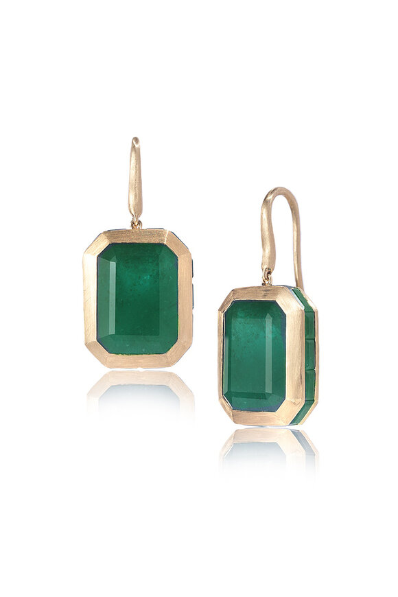 Nam Cho 18k Yellow Gold Emerald Octagon Drop Earring - view 1