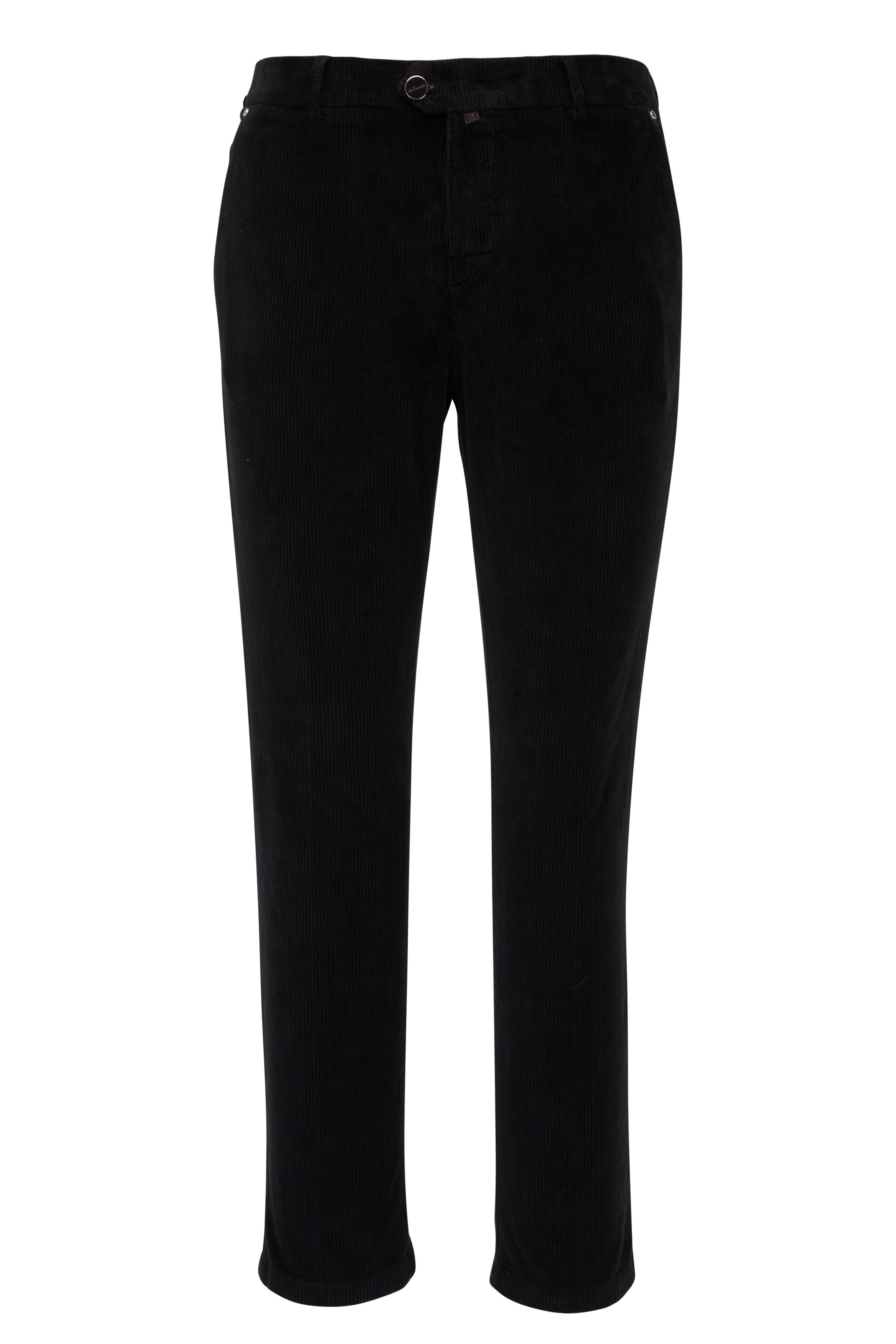 Kiton - Black Corduroy Cotton & Cashmere Blend Pants