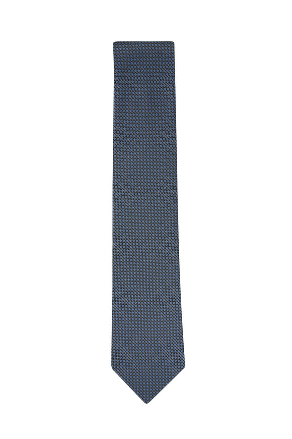 Zegna Patterned-jacquard Silk Tie in Blue for Men