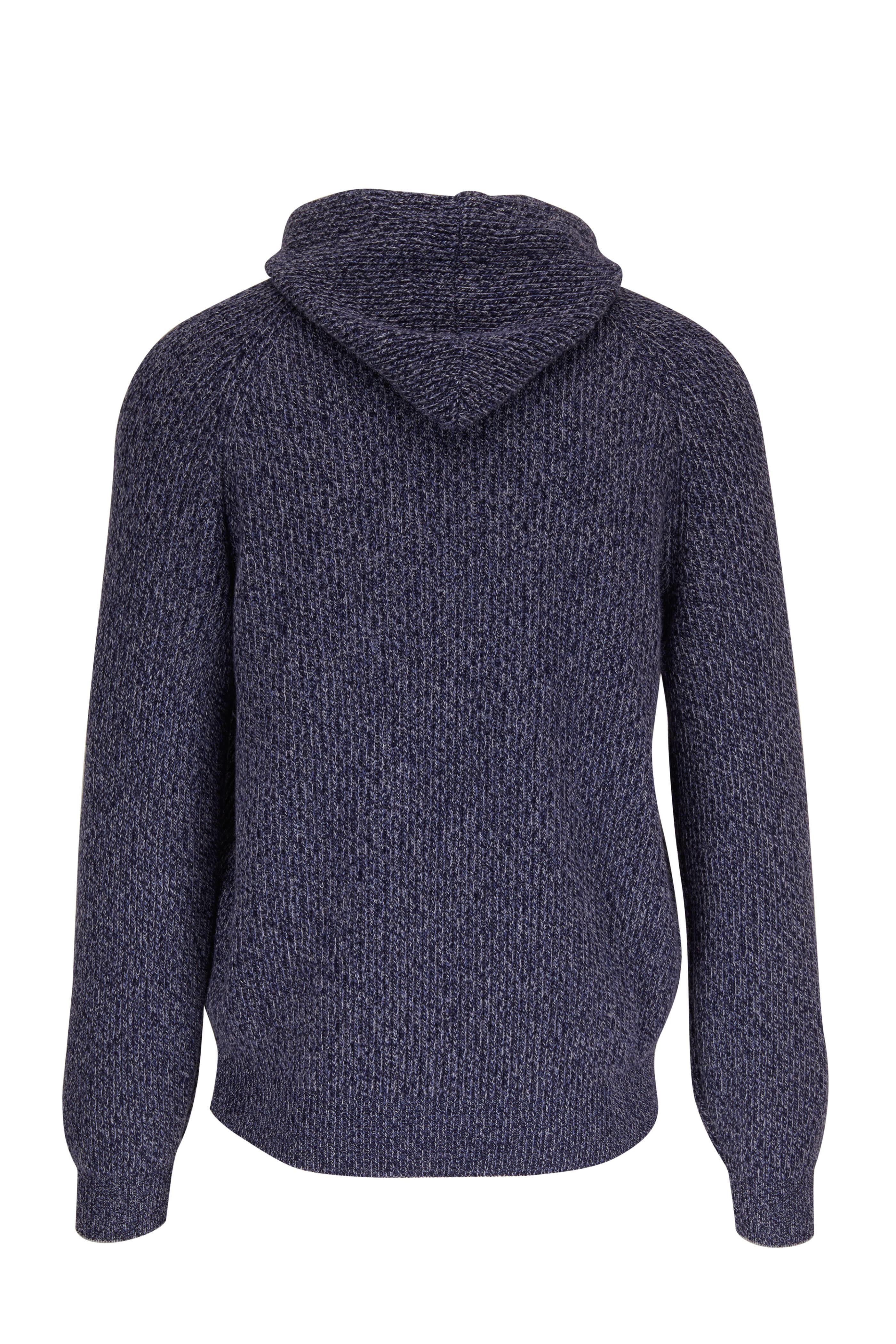 Brunello Cucinelli slogan-embroidered cotton hoodie - Blue