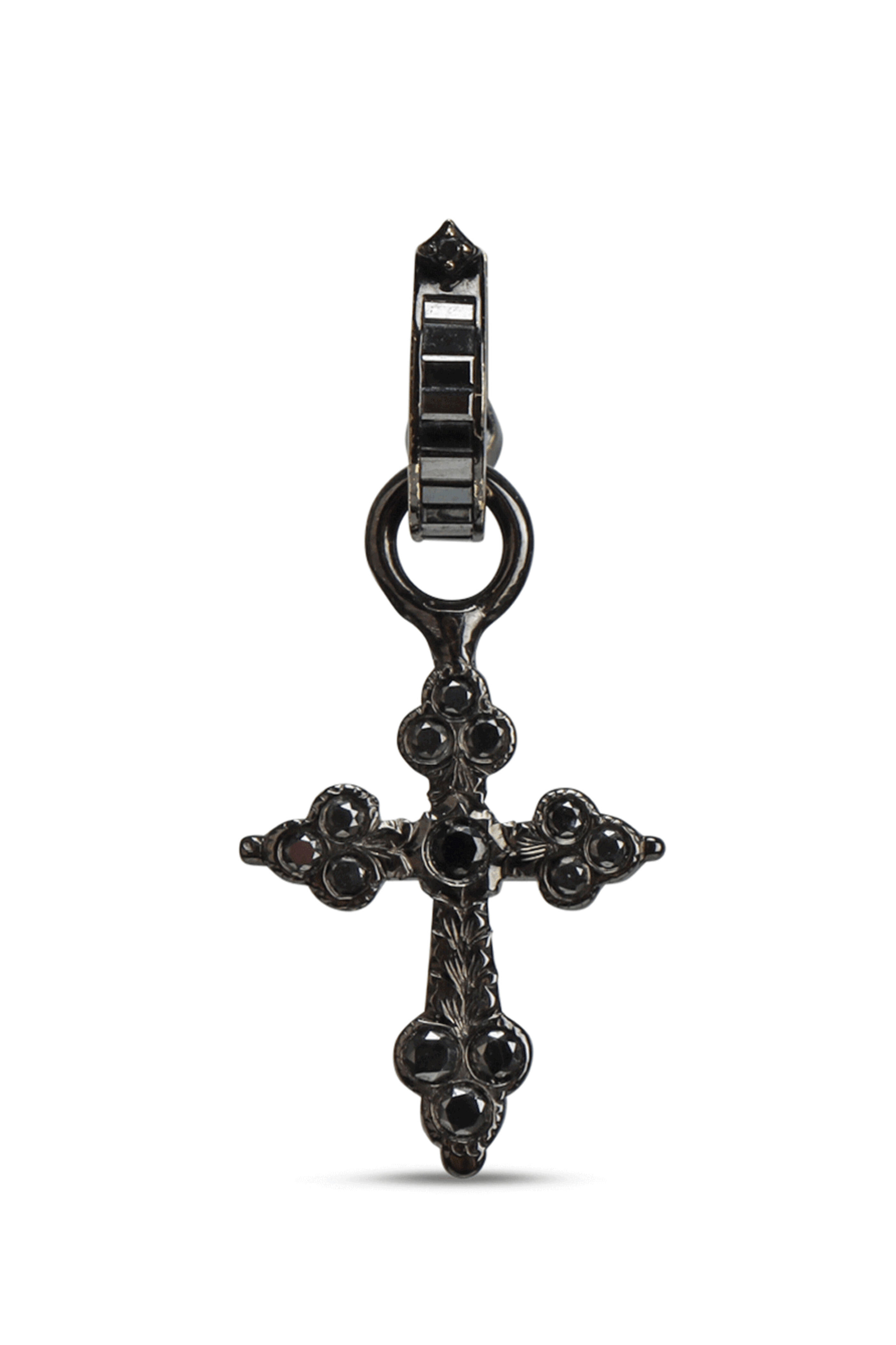 Loree Rodkin - Black Diamond Gothic Cross Hoop Earring