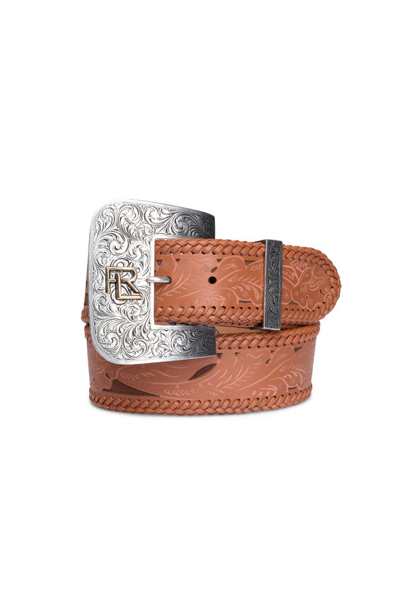 Ralph Lauren Lasered Brown Calf-Suede Wide Western Belt