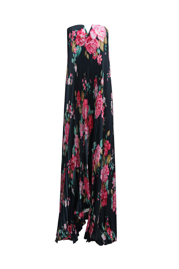 L'Ide Woman Nuite Rose Pleated Black Tie Gown