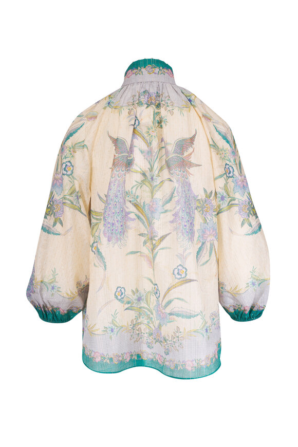 Zimmermann Indra Cream Scarf Floral Print BIllow Blouse - view 3